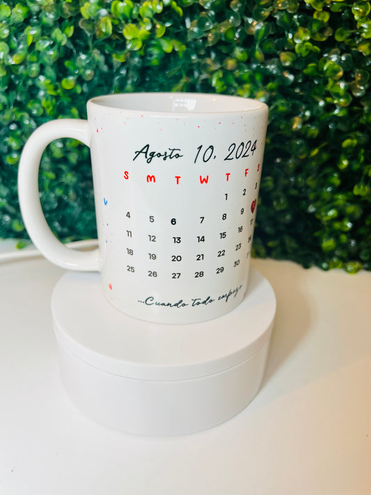 Custom Photo Calendar Mug ❤️ | Personalized Date Mug | Add Picture & Names | Anniversary Gift 11oz & 15oz