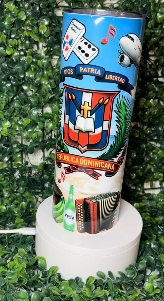 Dominican Culture Tumbler 🇩🇴 – 20oz Skinny Cup | Represent Your Roots in Style