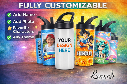 Custom Kids Tumbler 🧃 | Personalized 16oz Kids Cup | Name, Photo & Cartoon Design