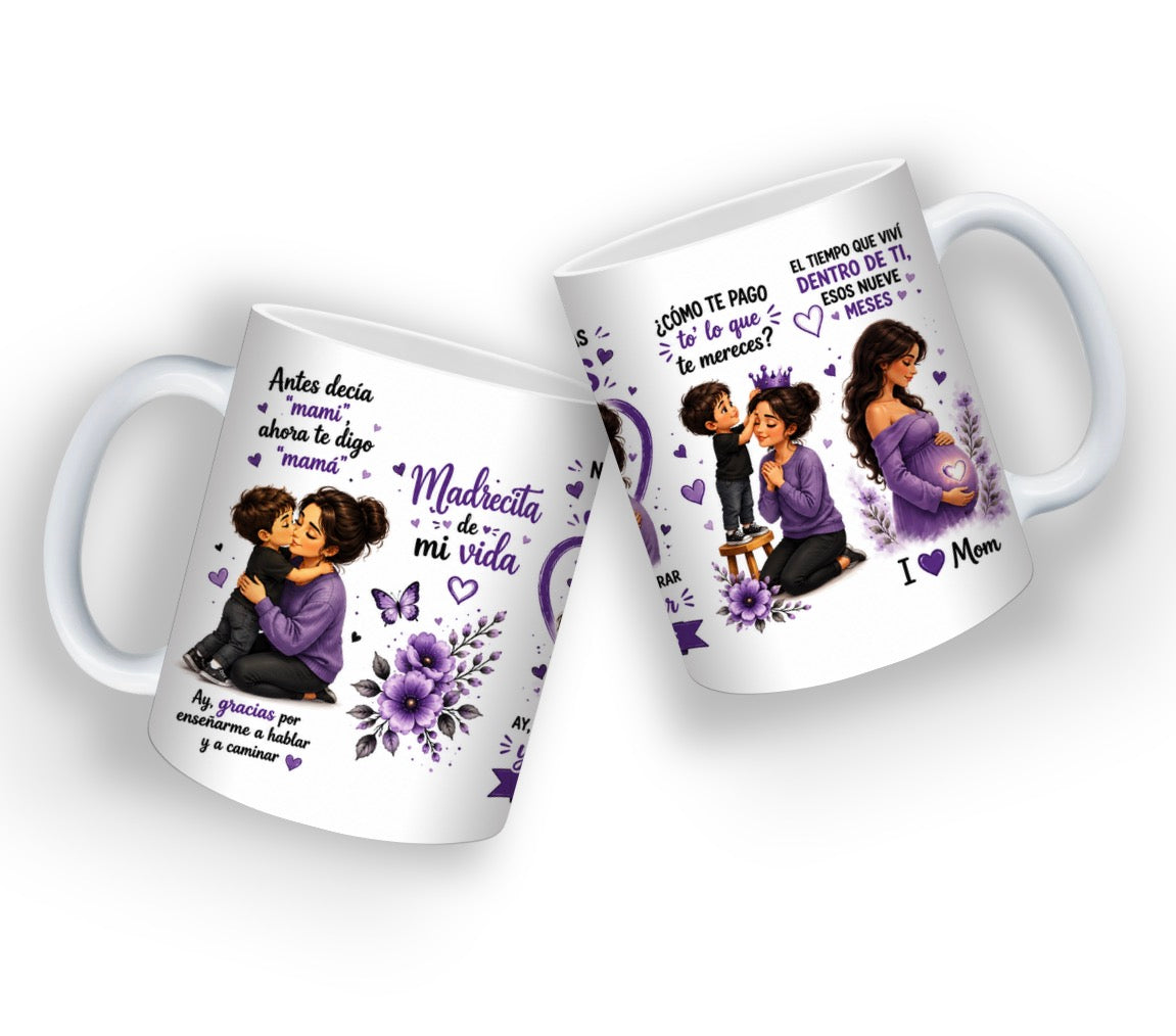 Taza “Madrecita de Mi Vida” 💜 | Diseño Mamá e Hija/ Hijo| Regalo Día de las Madres