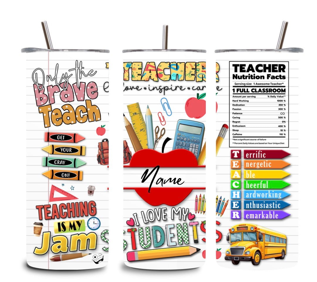 Teacher Tumbler 20oz | Personalized Teacher Gift 🍎 | Back to School / End of Year Gift