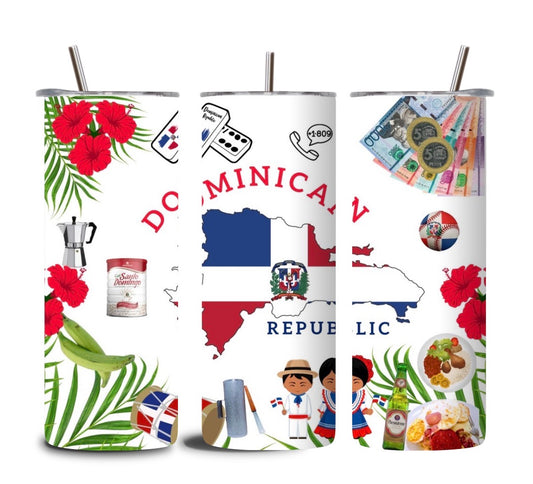 Tumbler Dominicano 20 oz – Cultura, Tradición y Orgullo de República Dominicana