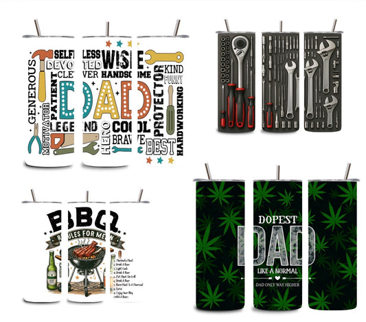 Dad Tumbler Collection 👨‍👧‍👦 | 20oz Skinny Tumbler | Father’s Day Gift | BBQ, Tool & Funny Dad Designs