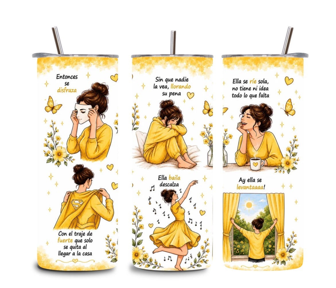 Mujer Fuerte Tumbler 💖 | Emotional Latina Aesthetic Cup | Inspirational Spanish Quote 20oz Tumbler