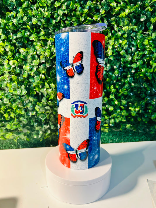 🦋 Dominican Butterfly Skinny Tumbler – 20oz