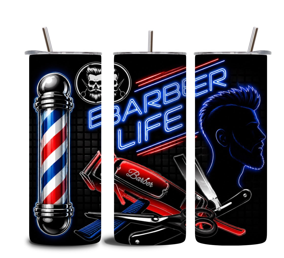 Barber Life 20oz Skinny Tumbler – Premium Stainless Steel Travel Cup