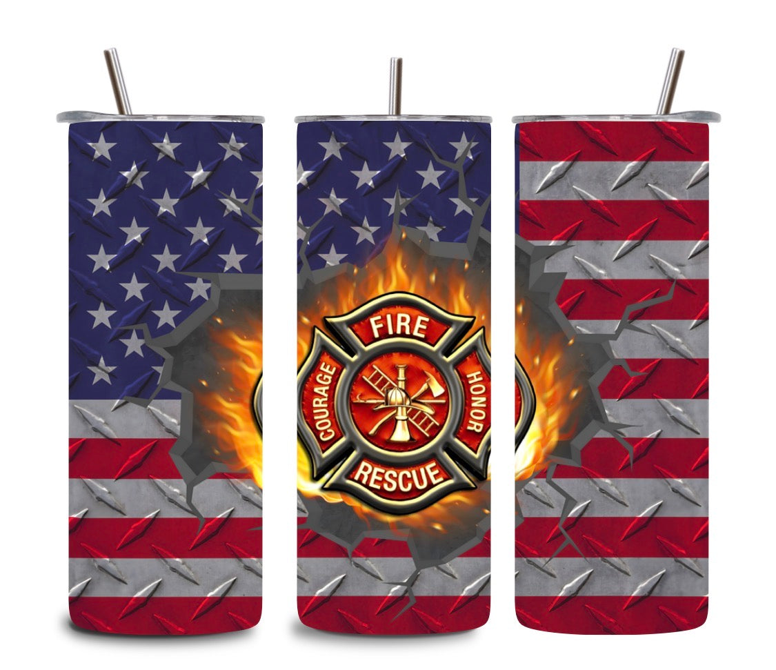 Firefighter Tumbler 🚒🔥 | 20oz Skinny Tumbler | Firefighter Gift | First Responder Cup