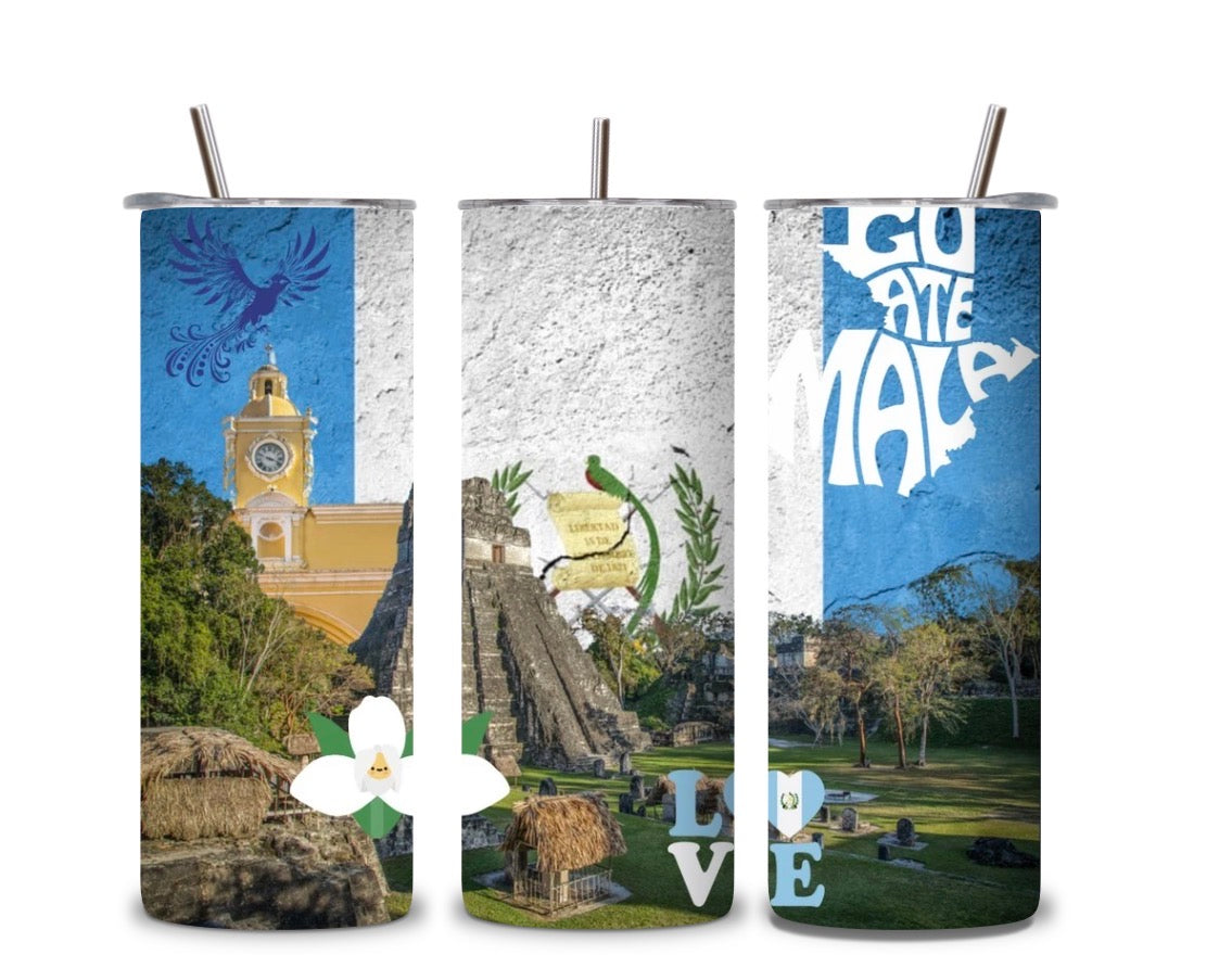 Guatemala Tumbler 🇬🇹 | 20oz Skinny Tumbler | Guatemalan Pride Gift | Culture & Flag Designs