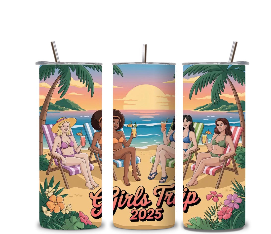 Girls Trip Custom Tumbler 20oz – Personalized Vacation Cup | Bachelorette Party Gift