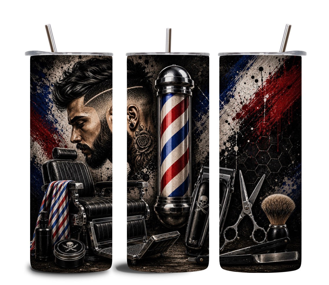 Barber Life 20oz Skinny Tumbler – Premium Stainless Steel Travel Cup