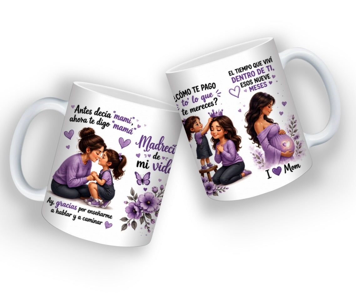 Taza “Madrecita de Mi Vida” 💜 | Diseño Mamá e Hija/ Hijo| Regalo Día de las Madres