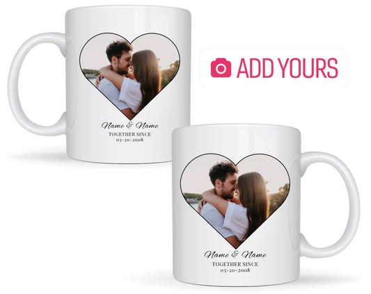 Custom Photo & Name Mug ❤️ | Personalized Couple Mug | Add Picture & Text | 11oz & 15oz Gift