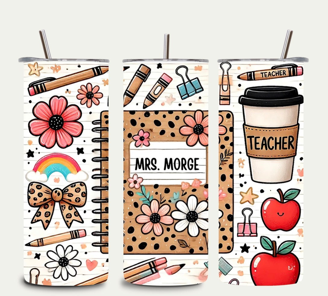 Teacher Tumbler 20oz | Personalized Teacher Gift 🍎 | Back to School / End of Year Gift