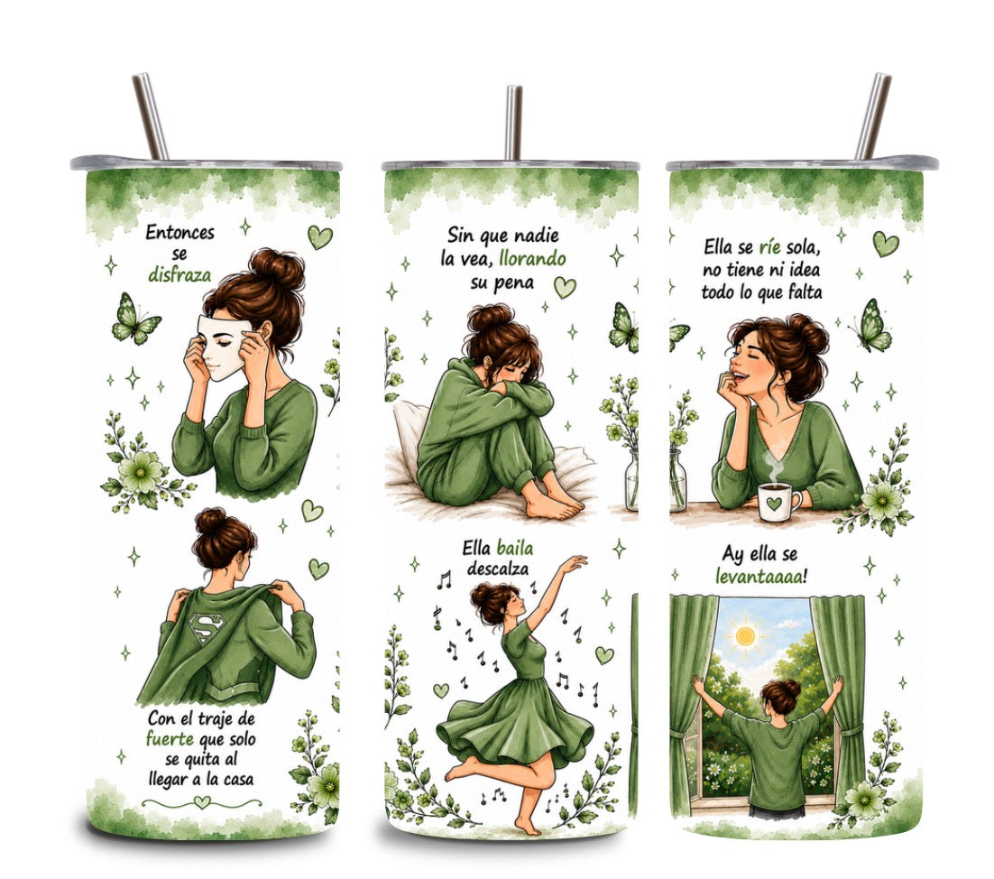 Mujer Fuerte Tumbler 💖 | Emotional Latina Aesthetic Cup | Inspirational Spanish Quote 20oz Tumbler