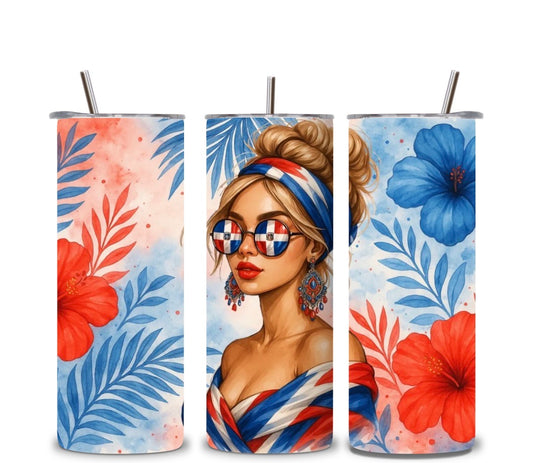 Latina Tropical Girl Tumbler 🌺✨ | Caribbean Style Cup | 20oz Skinny Tumbler