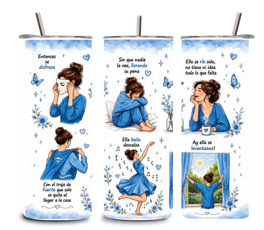 Mujer Fuerte Tumbler 💖 | Emotional Latina Aesthetic Cup | Inspirational Spanish Quote 20oz Tumbler