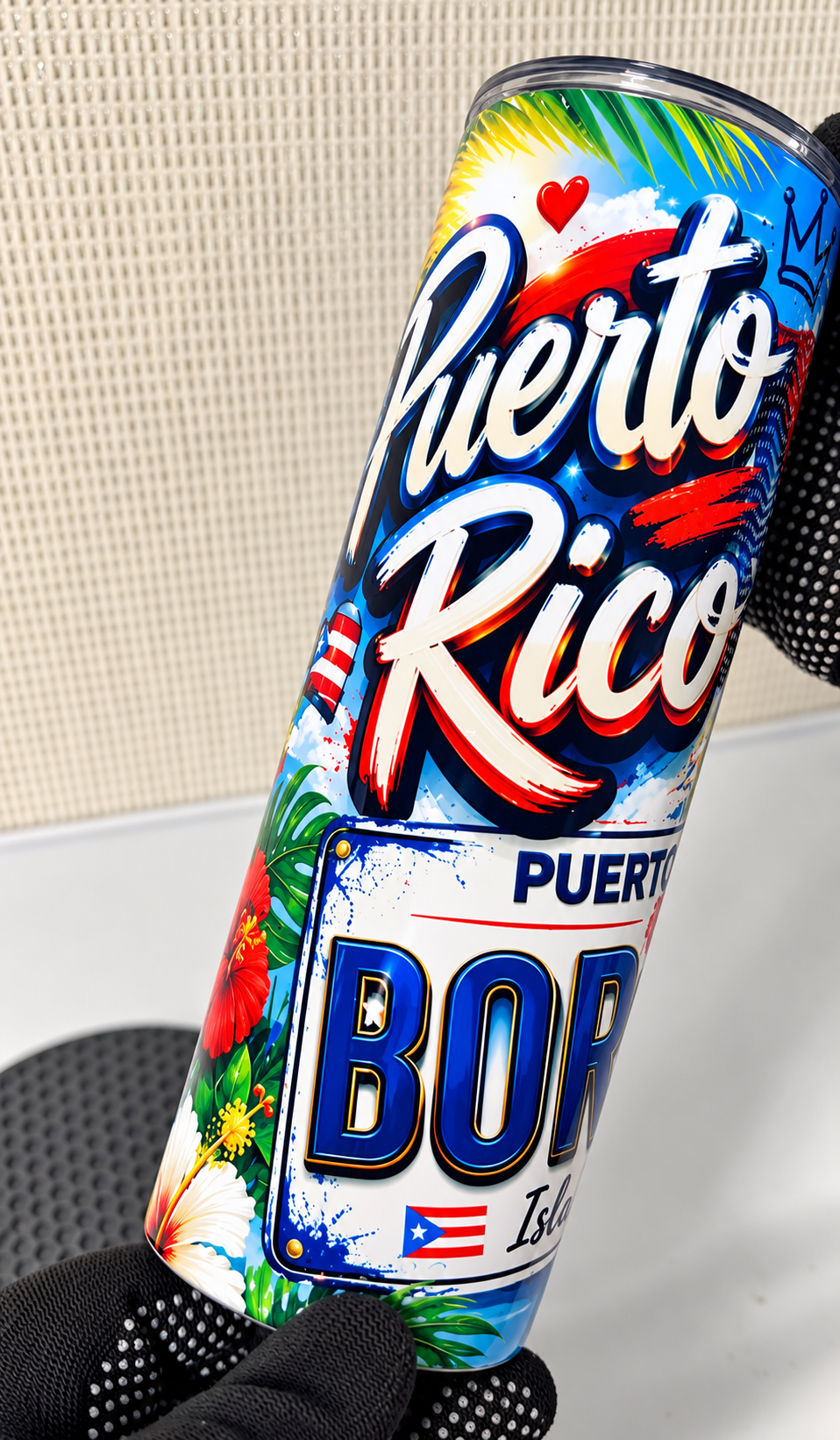 Puerto Rico Boricua 20oz Skinny Tumbler | Tropical Flag & Old San Juan | Puerto Rican Pride Sublimated Travel Cup