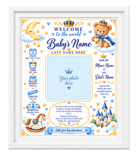 Personalized Baby Birth Keepsake Photo Frame – Custom Newborn Gift | 11×14