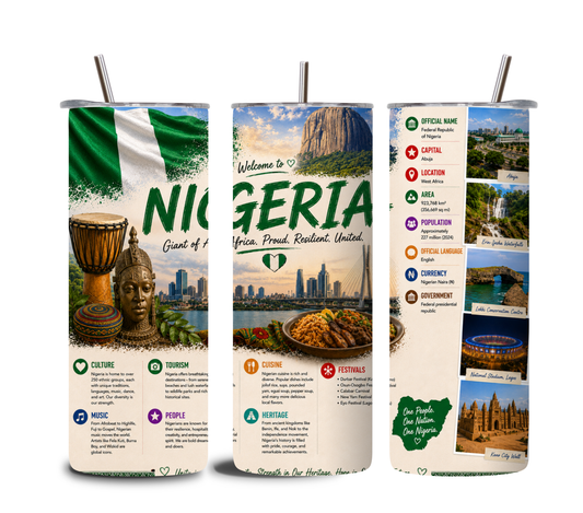 Naija Pride Tumbler - Nigeria Heritage Gift - 20oz Stainless Steel
