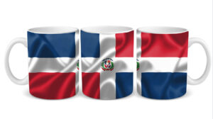 Taza Bandera Dominicana en Efecto Tela – Diseño Envolvente