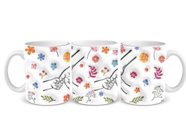 Personalized Family Fist Bump Mug with Floral Design – Custom Names Mug for Mom or Grandma - Image 3