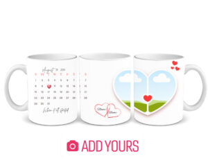 Custom Calendar Mug – “When It All Started” with Names & Heart Design