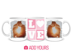 Custom LOVE Photo Mug – Pink Design with Two Personalized Photos