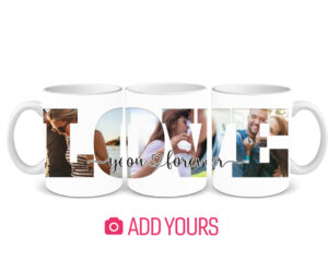 LOVE Collage Photo Mug – Personalized “You Forever” Couple Gift