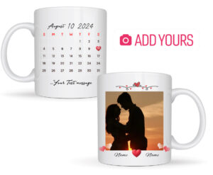 Custom Calendar Photo Mug – Personalized Couple Gift with Special Date