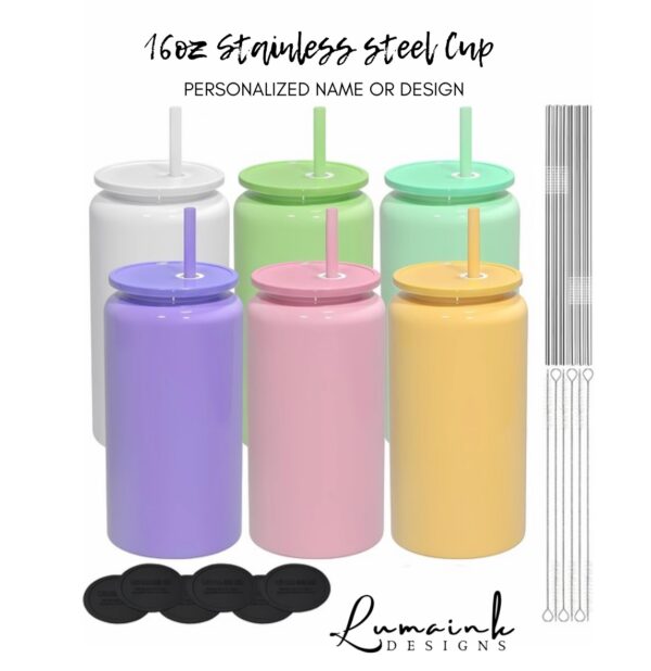 Can-Shaped Tumblers – 16oz in Pastel Colors | Vasos en Forma de Lata Personalizables