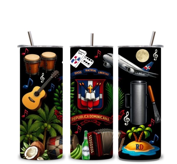 Dominican Culture Tumbler Wrap - República Dominicana Tropical Design | Día y Noche Estilo RD - Image 2